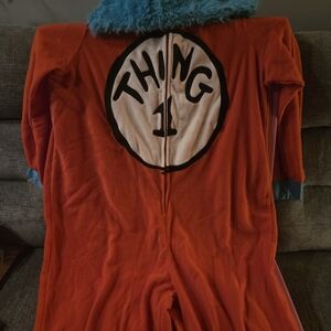 Dr. Seuss Orange and Blue Thing 1 Women's Pajama Onesie